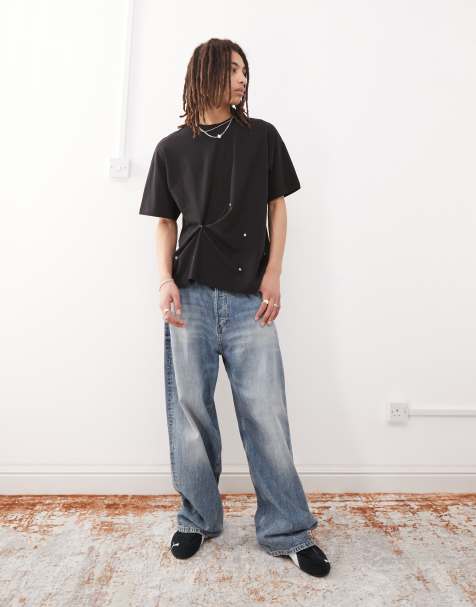 COLLUSION - Sort T-shirt med justerbare trykknapper - view 1