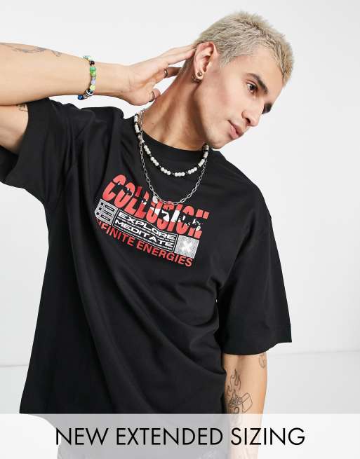COLLUSION - Sort t-shirt med print