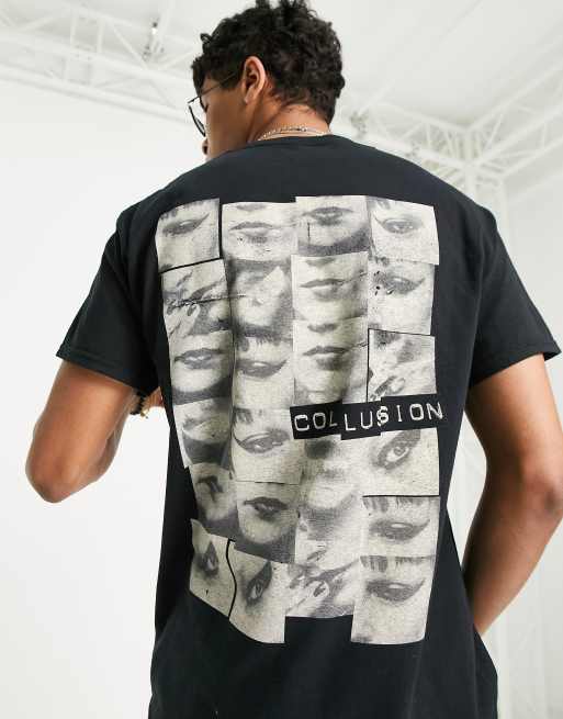 COLLUSION - Sort t-shirt med print