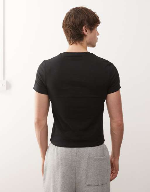COLLUSION - Sort tætsiddende T-shirt i krympet design, 3 af 5