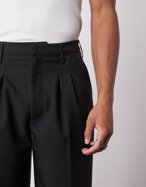 COLLUSION relaxed wide leg tailored pants in black