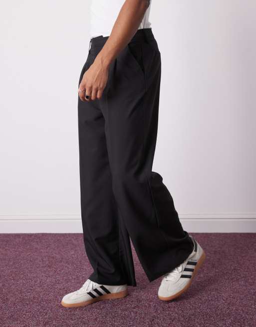 COLLUSION relaxed wide leg tailored pants in black
