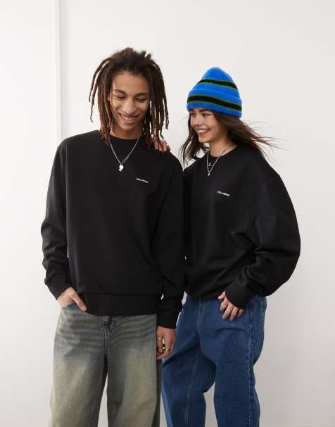 COLLUSION - Sorte unisex sweatshirt med logoprint - view 1