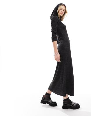 Collusion COLLUSION space dye hooded maxi dress in charcoal-Grey