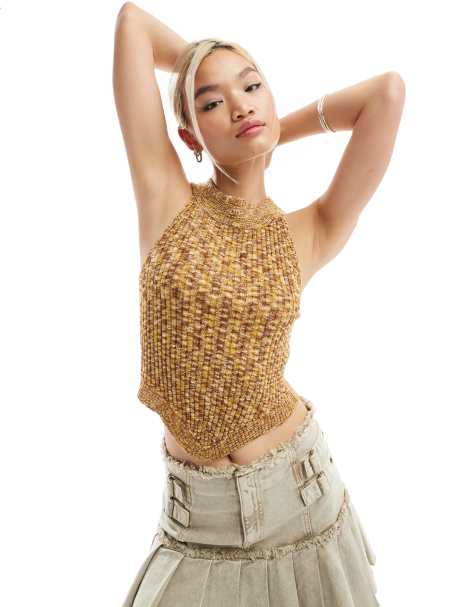 COLLUSION space dye knit tank top in yellow - view 1