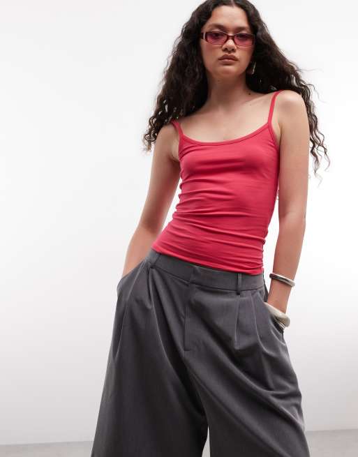 COLLUSION spaghetti strap fitted tank top in hot pink, 3 of 4
