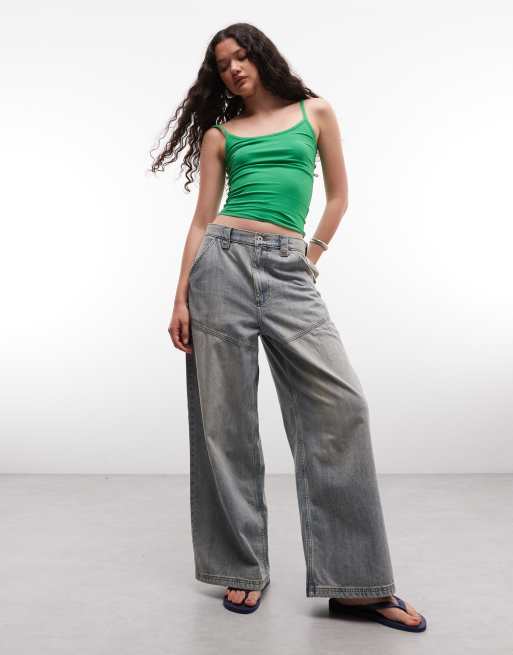 COLLUSION spaghetti strap fitted vest top in bright green, 2 of 4