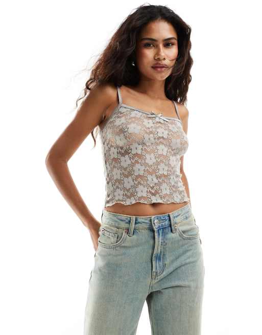 COLLUSION – Spitzen-Camisole in Braun mit Bandschleifendetail