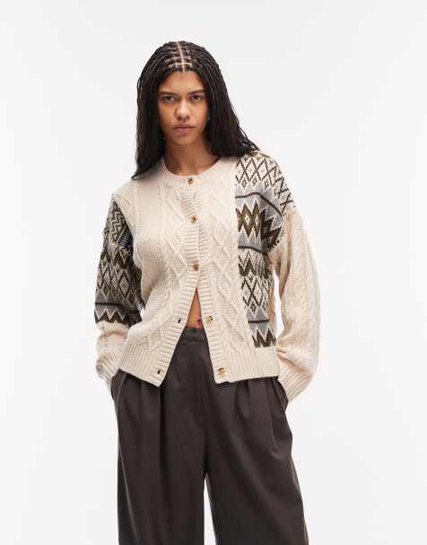 COLLUSION spliced cable knit fairisle cardigan - view 1