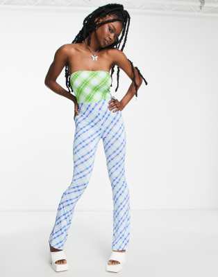 Collusion COLLUSION spliced check bandeau jumpsuit in multi