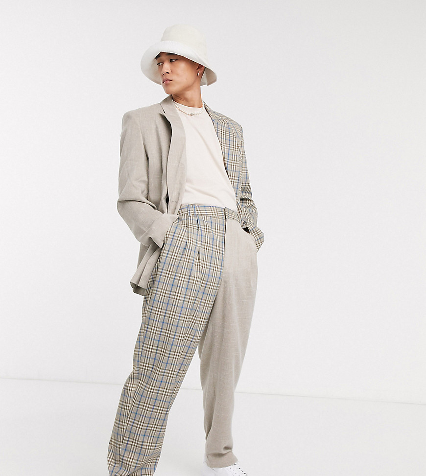 COLLUSION spliced check pants-Brown