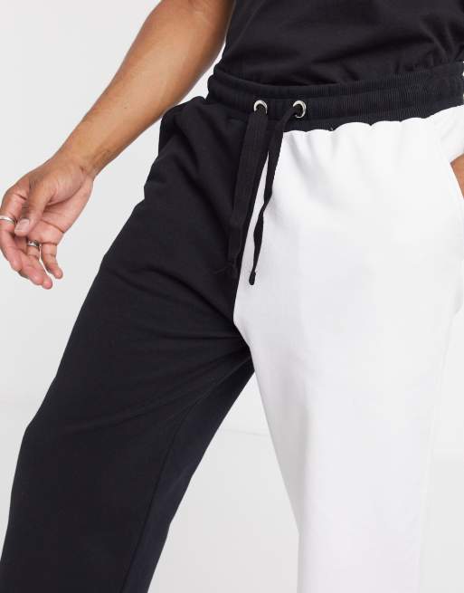 Black and white spliced joggers new arrivals