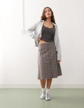 ASOS DESIGN volume midi skirt in washed grey