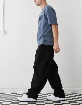 spliced seam balloon pants in washed black