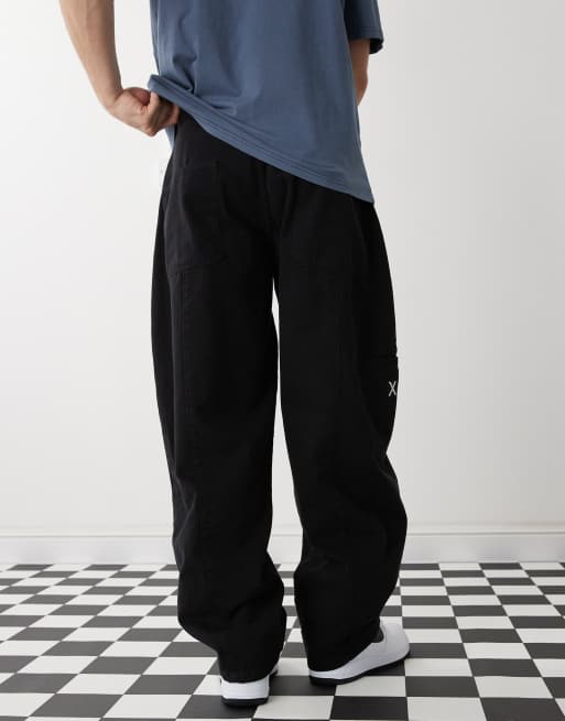 COLLUSION spliced seam balloon pants in washed black | ASOS