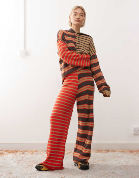 COLLUSION spliced stripe knitted jogger co-ord - view 1