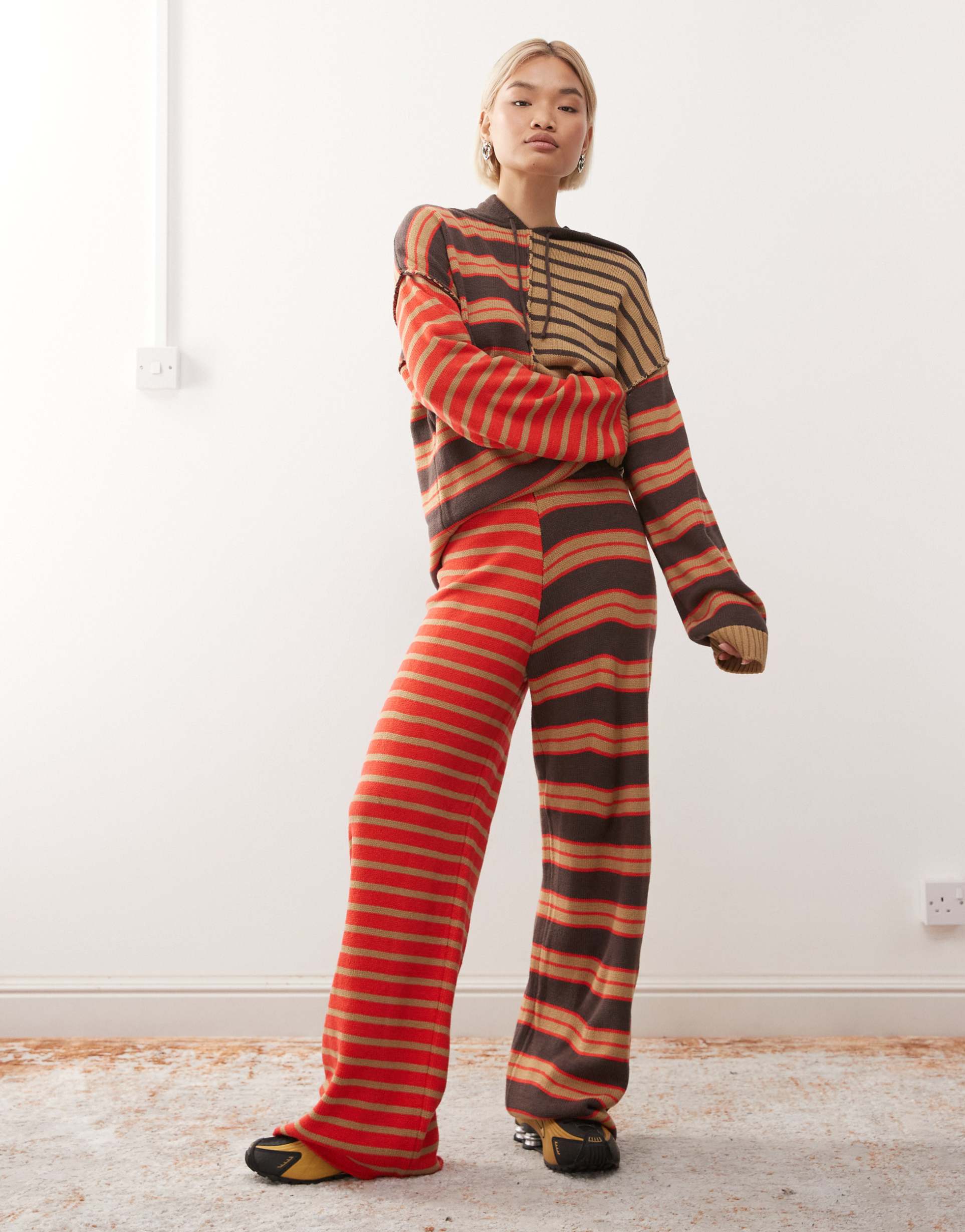 collusion spliced stripe knitted sweatpants - part of a set