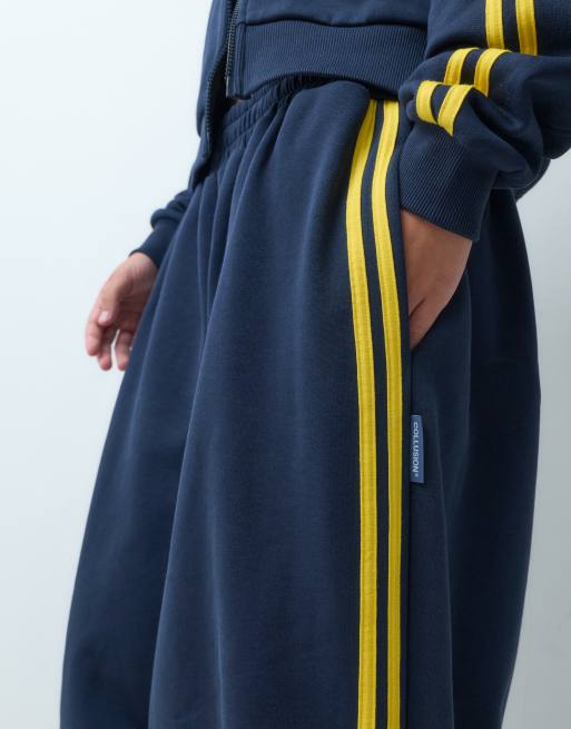 COLLUSION sportiga XL-baggy joggers i marinblå, 4 av 5