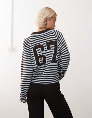 COLLUSION - Sportliches Polo-Oberteil aus Strick mit Streifen-Brown