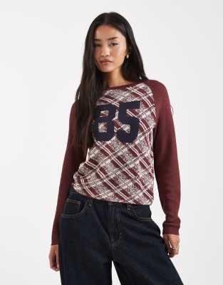 COLLUSION - Sportliches Raglan-Oberteil aus Strick-Brown