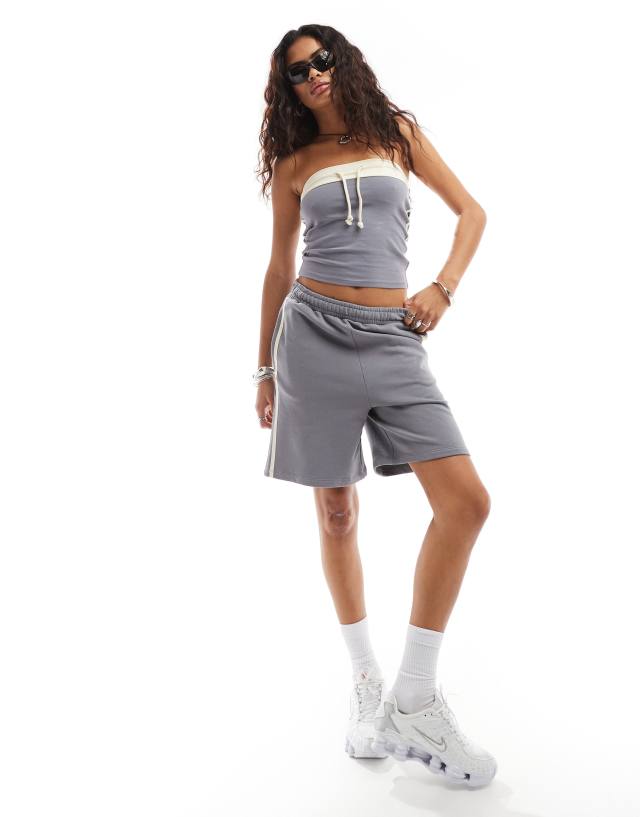 Collusion - sports bandeau and short in grey - grey