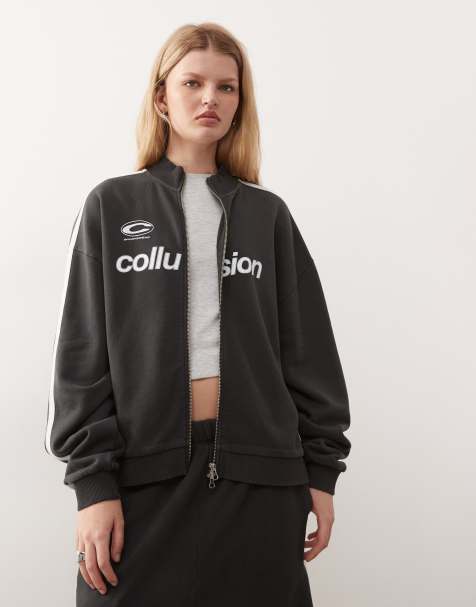 COLLUSION - Sports - Gekrompen sweatshirt met rits in zwart, deel van co-ord set - view 1