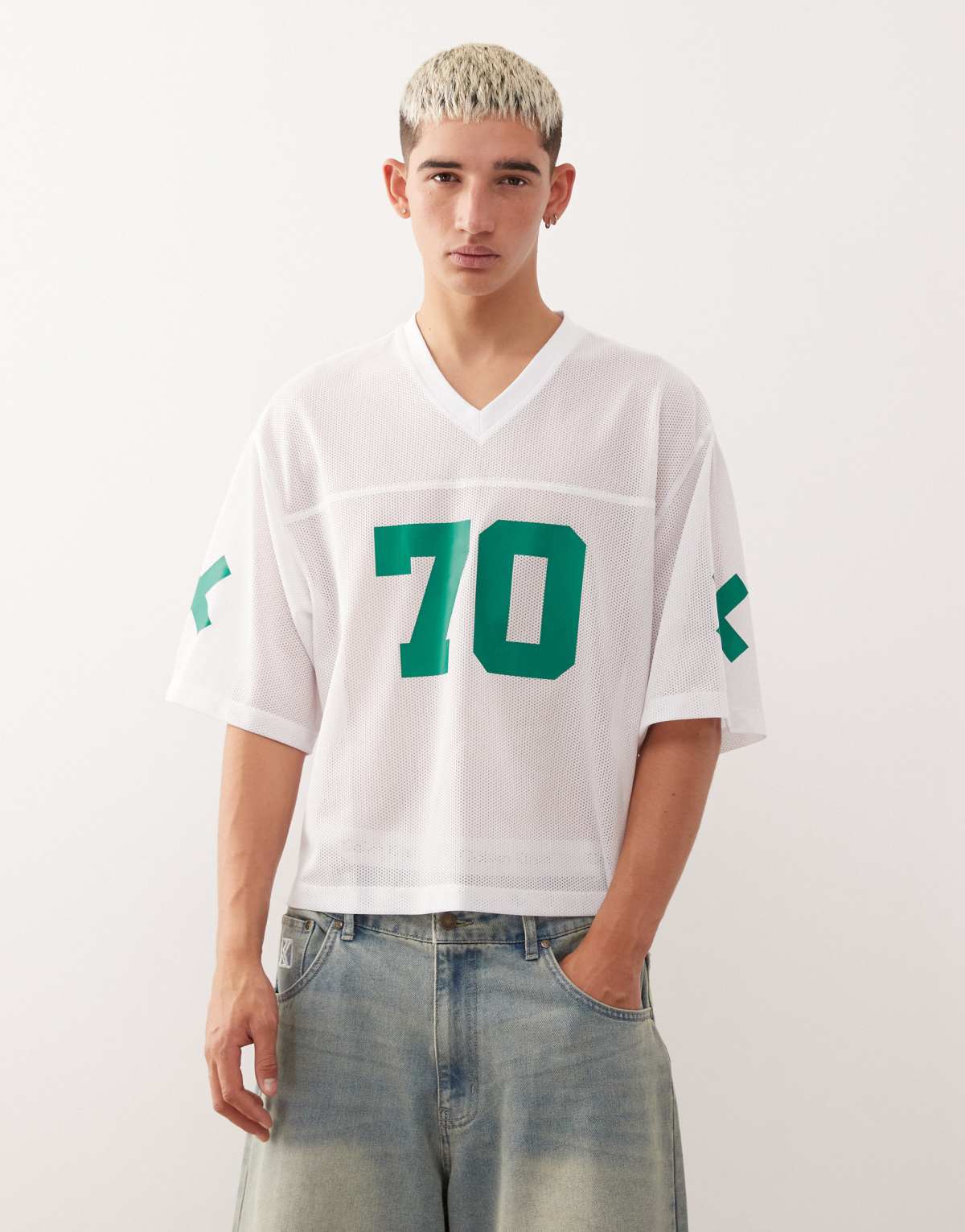 COLLUSION Sports jersey in grey airtex