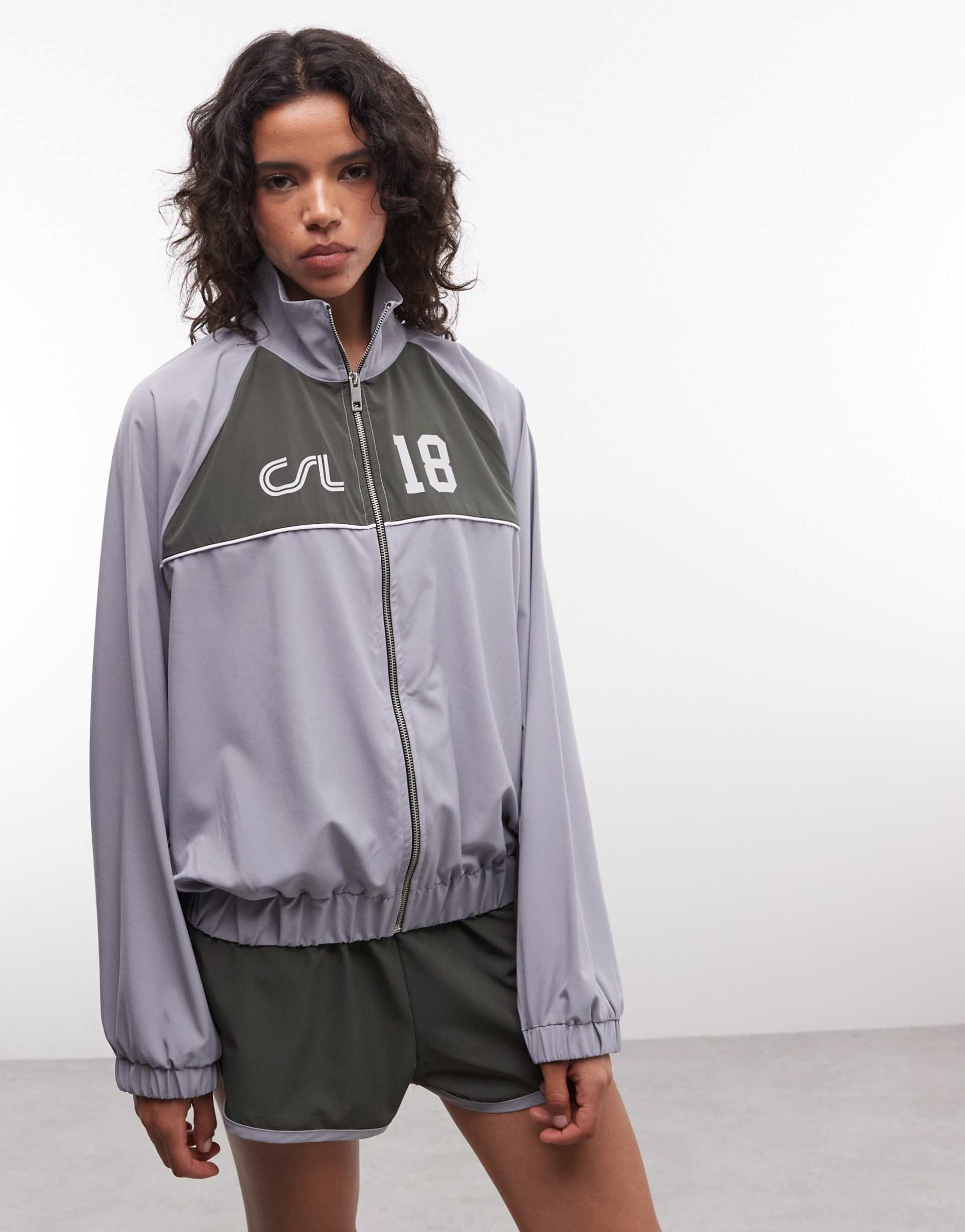 collusion sports nylon funnel neck track jacket - part of a set