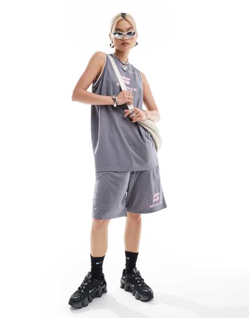 COLLUSION sports oversized shorts in grey