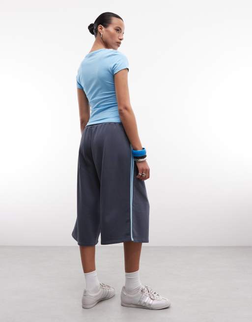 COLLUSION sports stripe baggy longline jersey shorts, 4 of 5