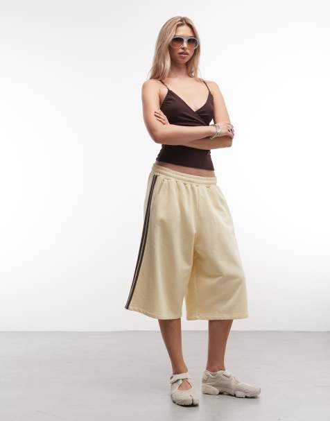 COLLUSION sports stripe baggy longline jersey shorts - view 1