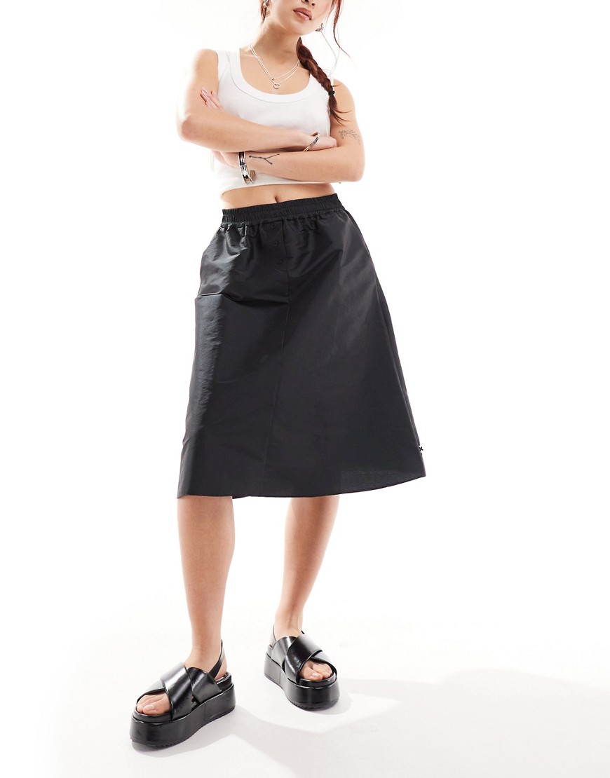 COLLUSION sporty boxer midi skirt in black