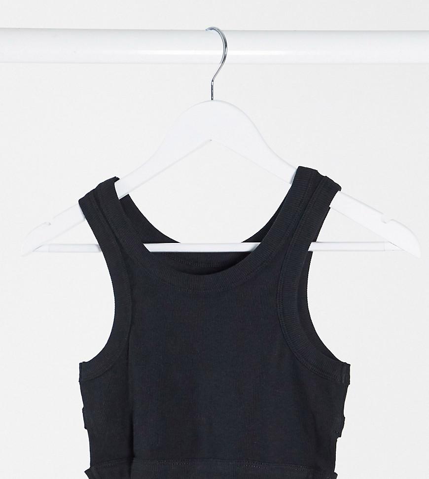 COLLUSION sporty crop vest with cutouts in black