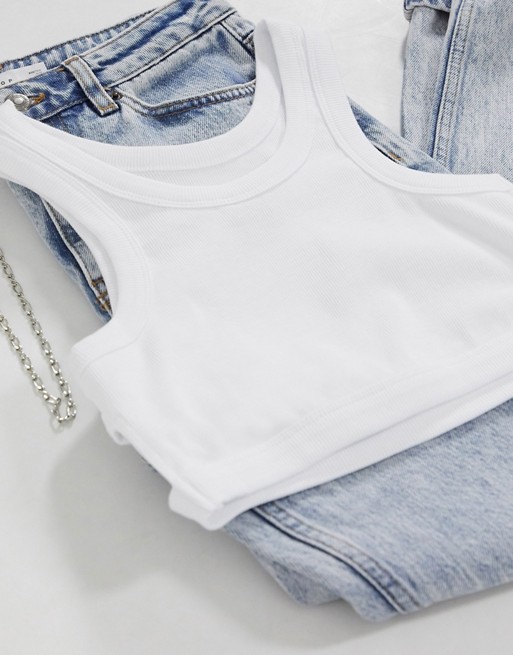 COLLUSION sporty crop vest with cutouts in white