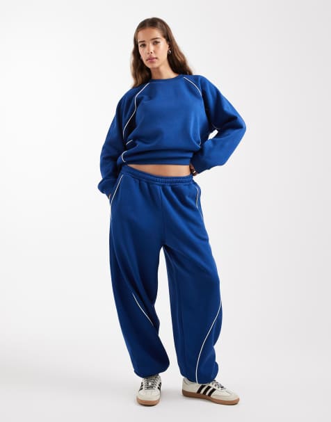 COLLUSION sporty jogger with piping detail co-ord in cobalt blue - view 1