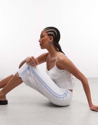Collusion Sporty Low Rise Capri Length Track Pants In White