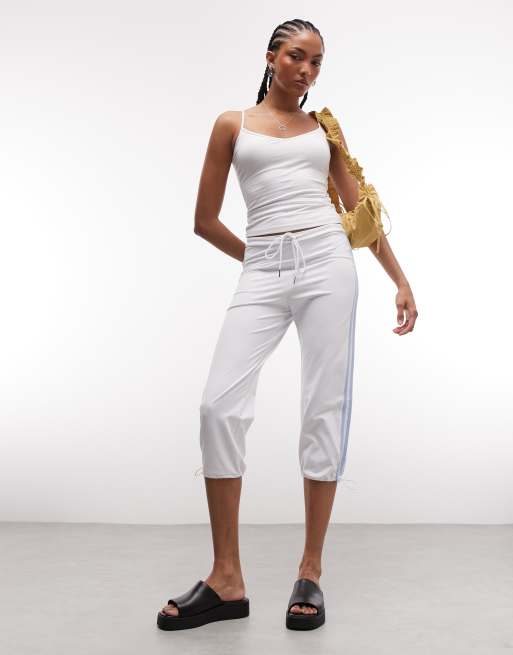 COLLUSION sporty low rise track pants capris in white, 2 of 5