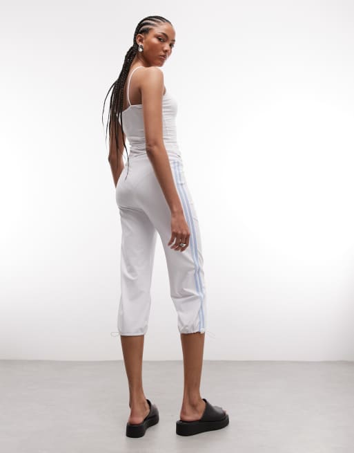 COLLUSION sporty low rise track pants capris in white, 4 of 5
