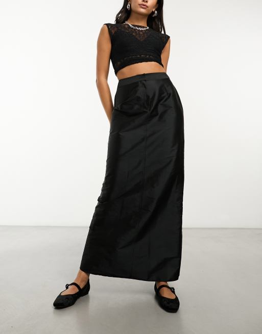 COLLUSION straight leg pants skirt in black