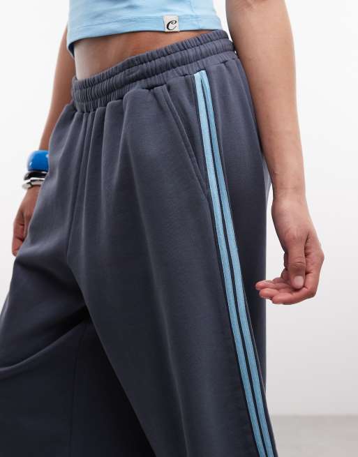 COLLUSION sporty striped baggy longline jersey shorts in navy | ASOS