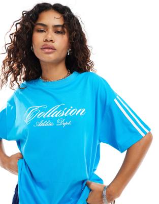 COLLUSION sporty t-shirt with branding in blue