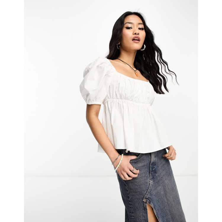 White off the clearance shoulder top puff sleeves