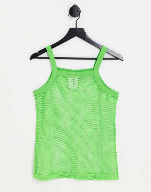 COLLUSION square neck singlet in green