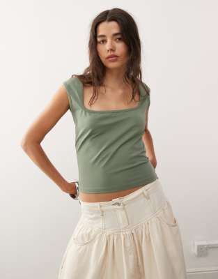 Collusion Square Neck Top In Green