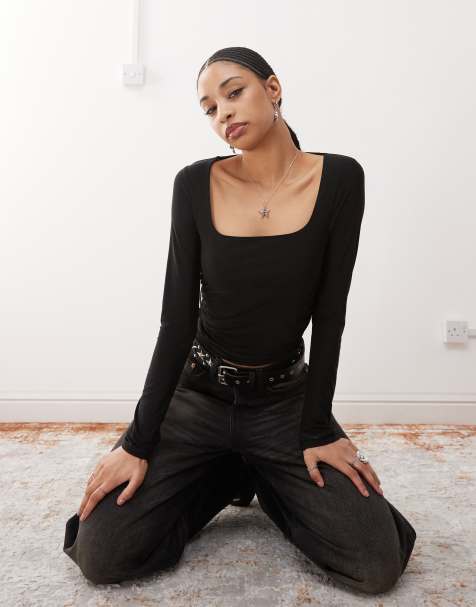 COLLUSION square neck top with ruched sides (part of a set) - view 1