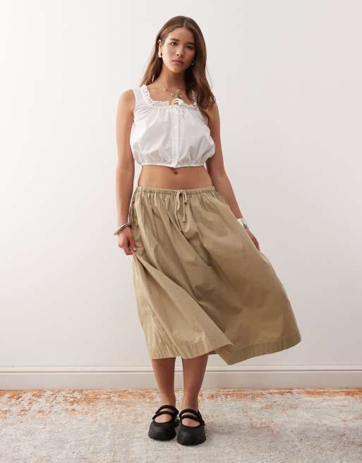COLLUSION square neck top with scallop broderie trim in