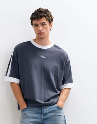 Collusion Ss Ringer Tee In Gray