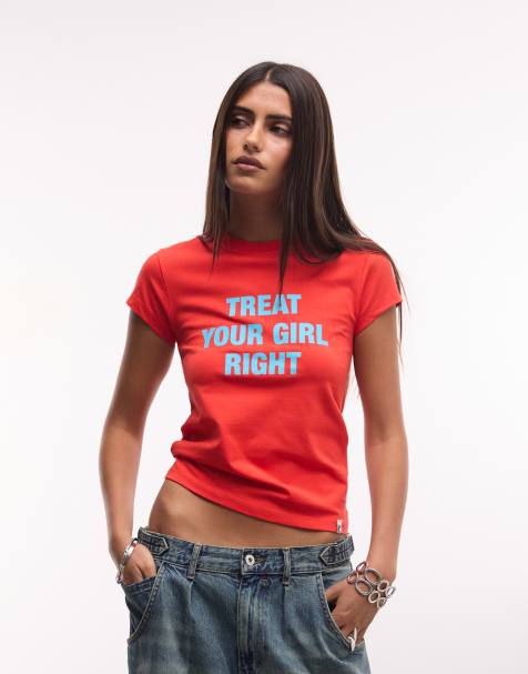 COLLUSION ss slogan graphic baby tee i rött - view 1