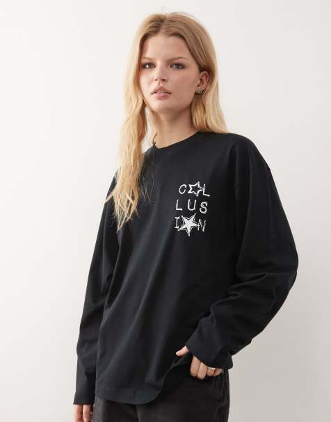 COLLUSION star oversized tee with back graphic in black