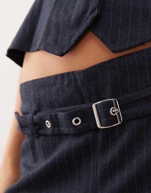 COLLUSION – Straight-Leg-Hose in Marineblau mit Nadelstreifen, 4 von 5
